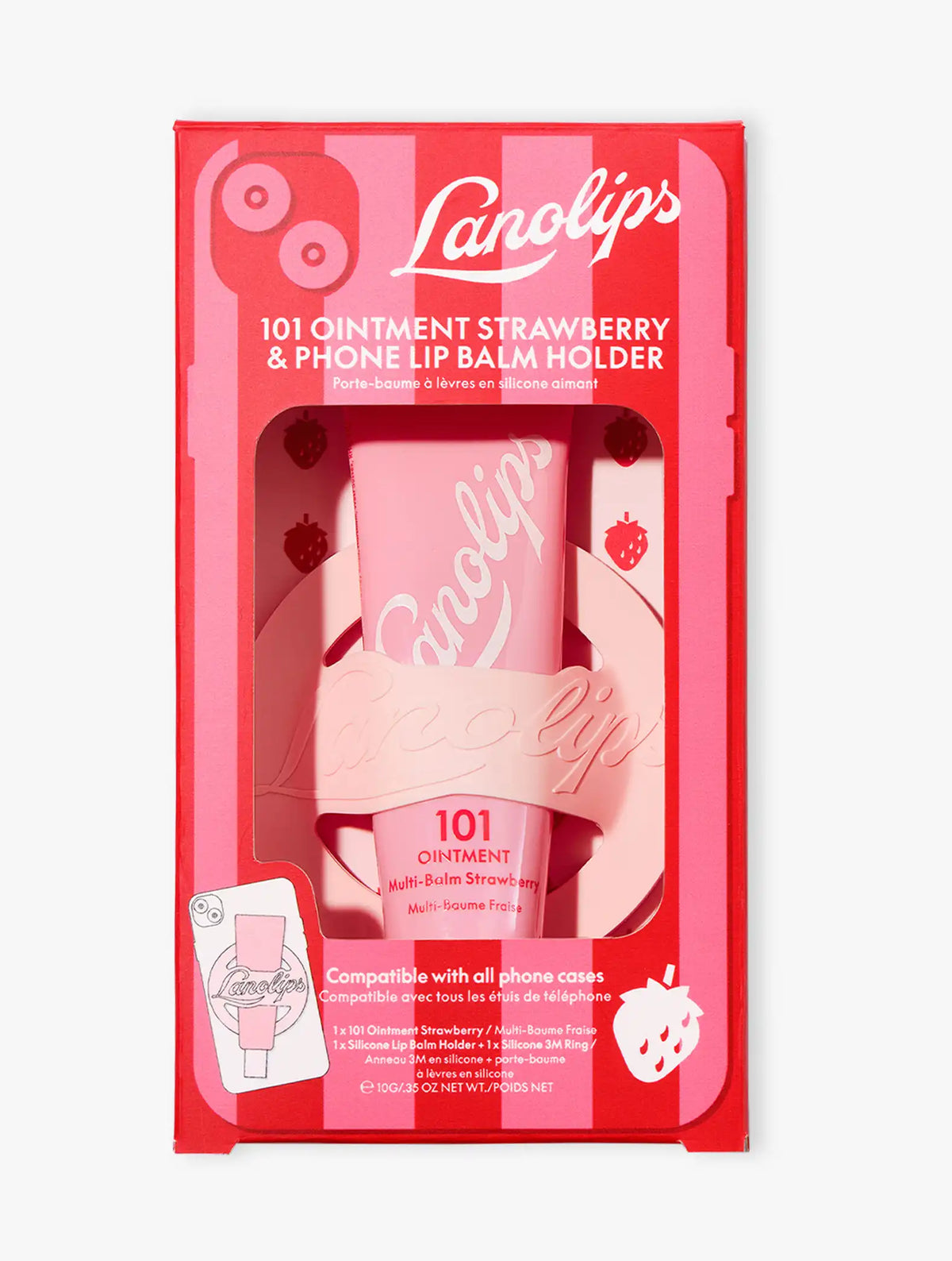 101 Ointment Strawberry & Stripe Phone Lip Balm Holder